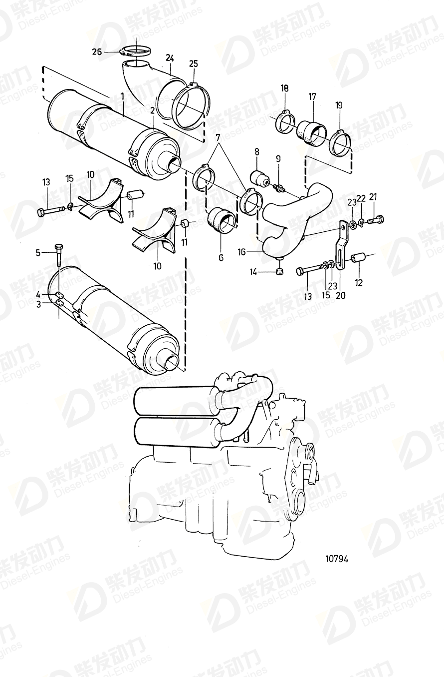 volvo penta Spacer sleeve 864071 Drawing